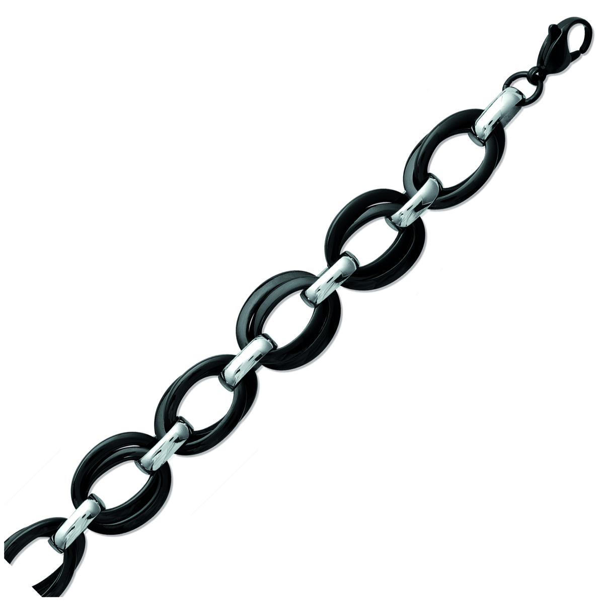 Bracelet Acier \'Chorégraphie\' noir argenté - 16 mm - [N0017]