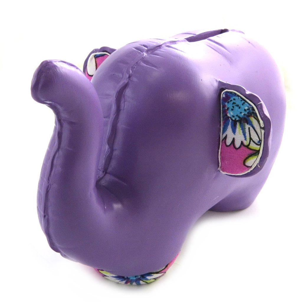 Tirelire résine \'Elephant\' violet - 17x13x11 cm - [N0890]