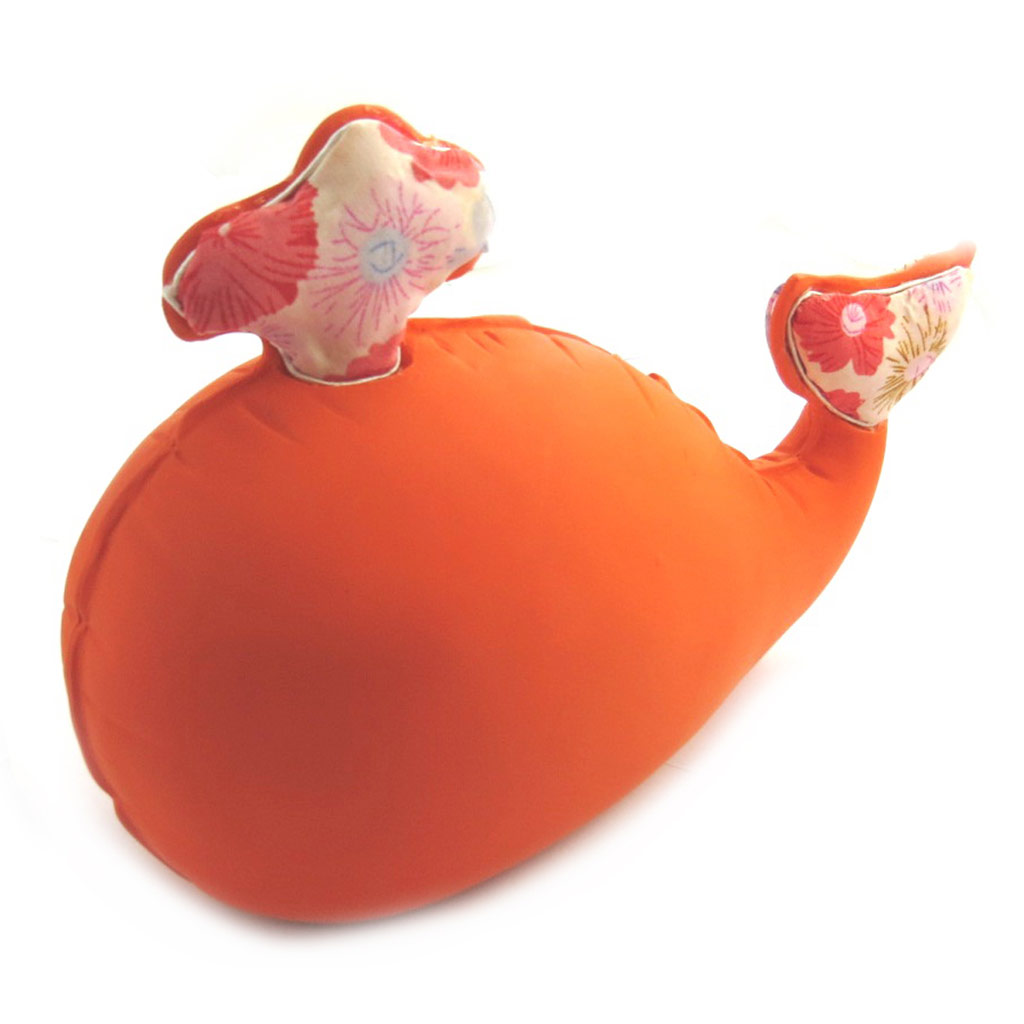 Tirelire résine \'Baleine\' orange - 21x14x9 cm - [N0900]