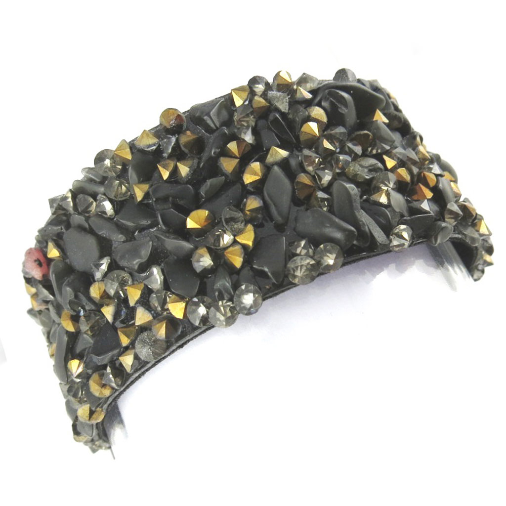 Bracelet fantaisie \'Mineralia\' noir doré - [N1172]