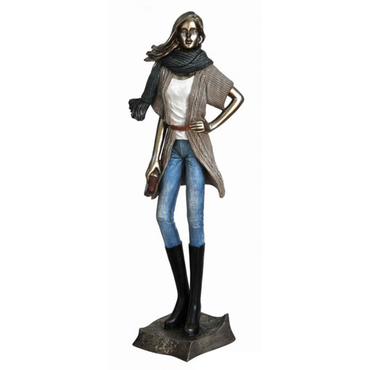 Statuette \'Harmonie\' bleu gris argenté - [N1313]