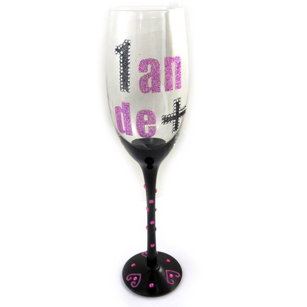 Coupe flute à champagne \'1 an de +\' noir rose - 24 cm - [N2738]
