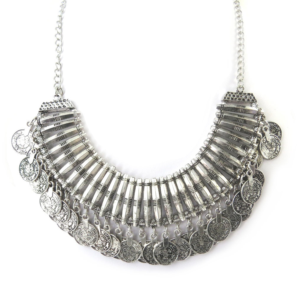 Collier créateur \'Kilimanjaro\' argenté - [N5060]