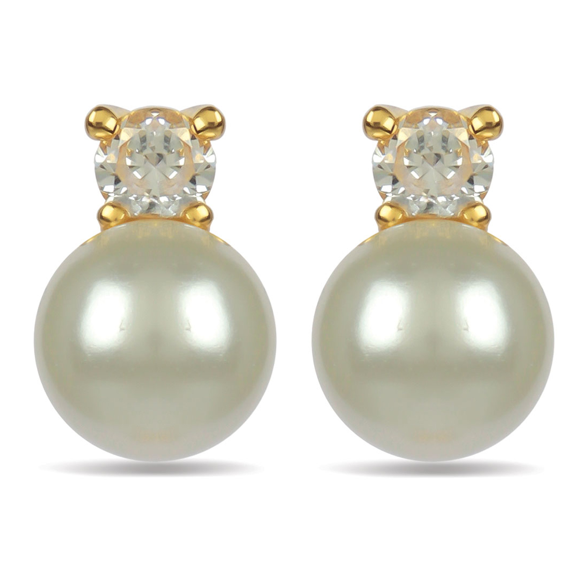 Boucles Plaqué Or \'Sissi\' ivoire blanc - 8 mm - [N7250]