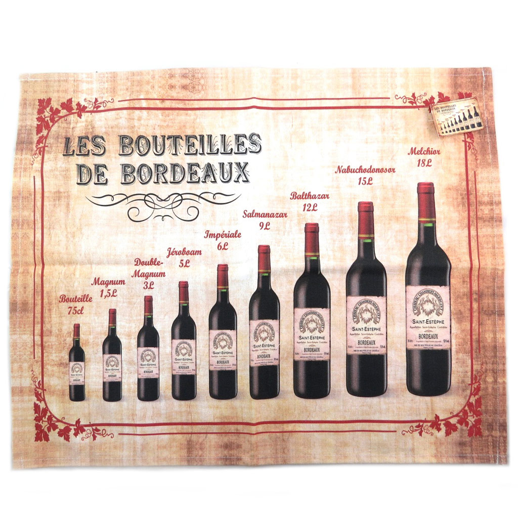 Torchon créateur \'Les Bouteilles de Bordeaux\' marron - 57x465 cm - [N7961]