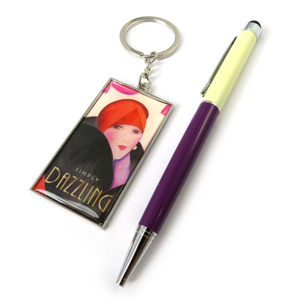 Coffret \'Belle Epoque\' violet noir (stylo + porte-clés) - [N8516]