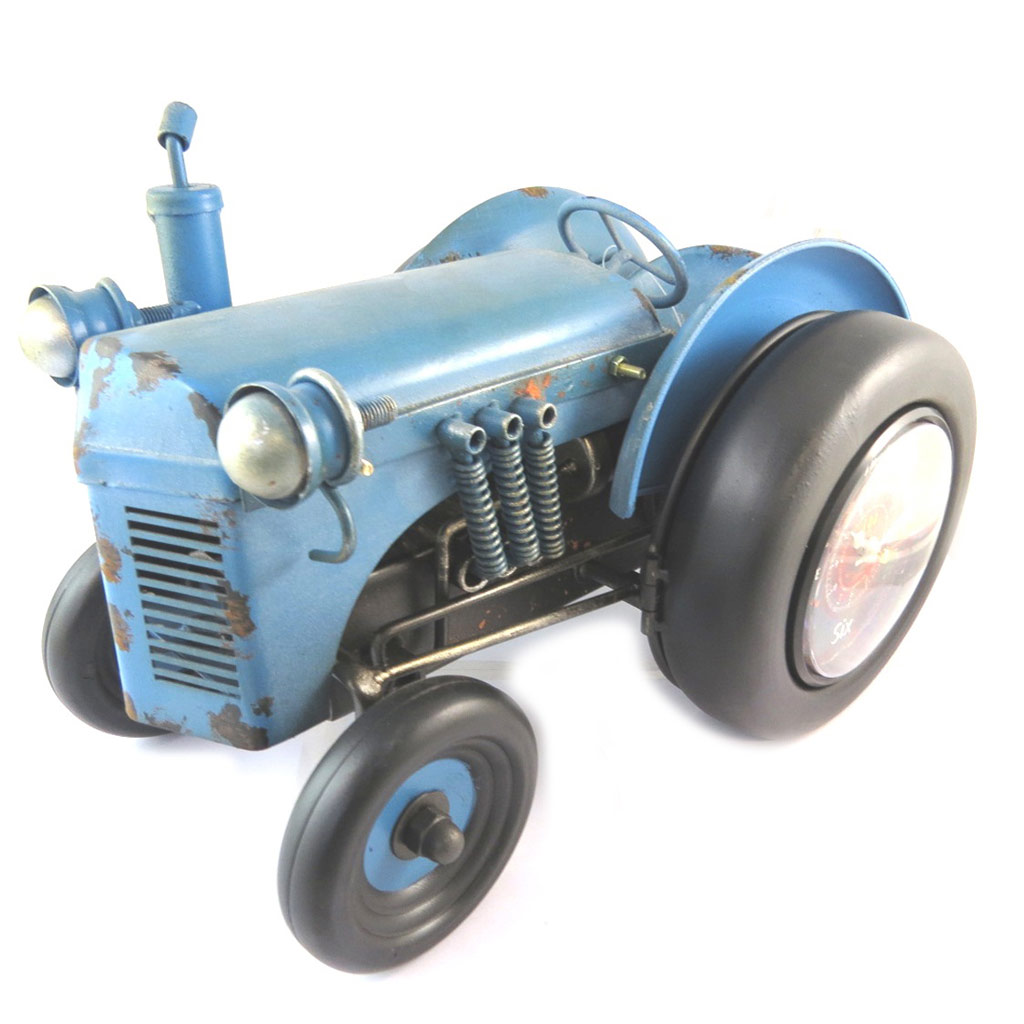 Pendule vintage \'Tracteur\' bleu - 32x225x22 cm - [N8602]