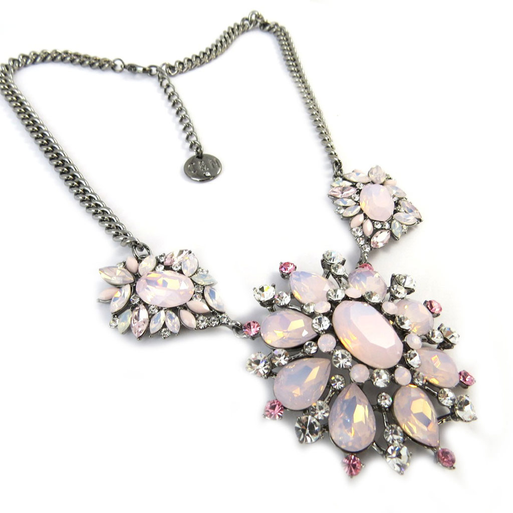 Collier Créateur \'Sissi\' rose opalescent - [P0211]