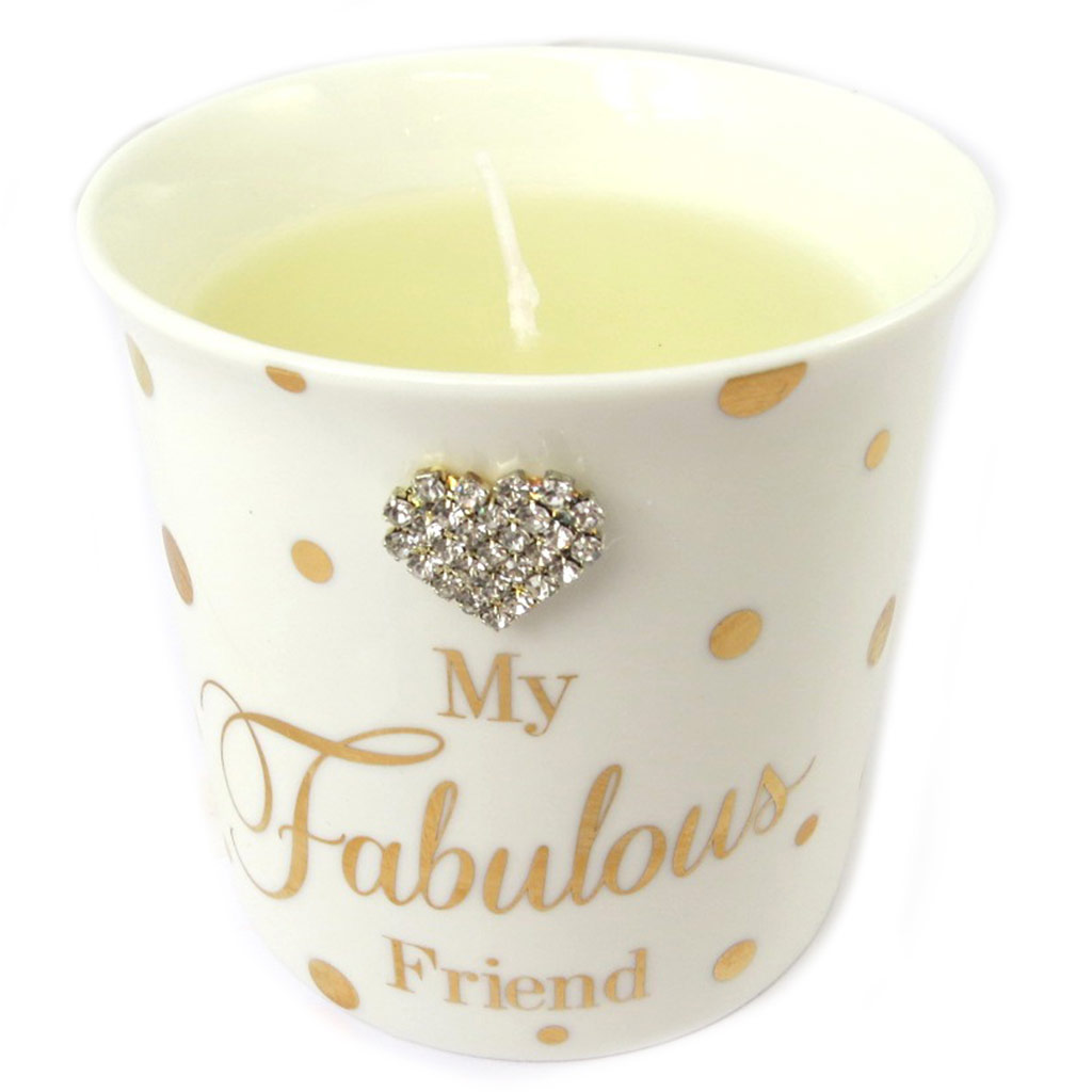 Bougie décorative \'Messages\' beige (My Fabulous Friend) cream vanilla - 8x85 cm - [P0305]