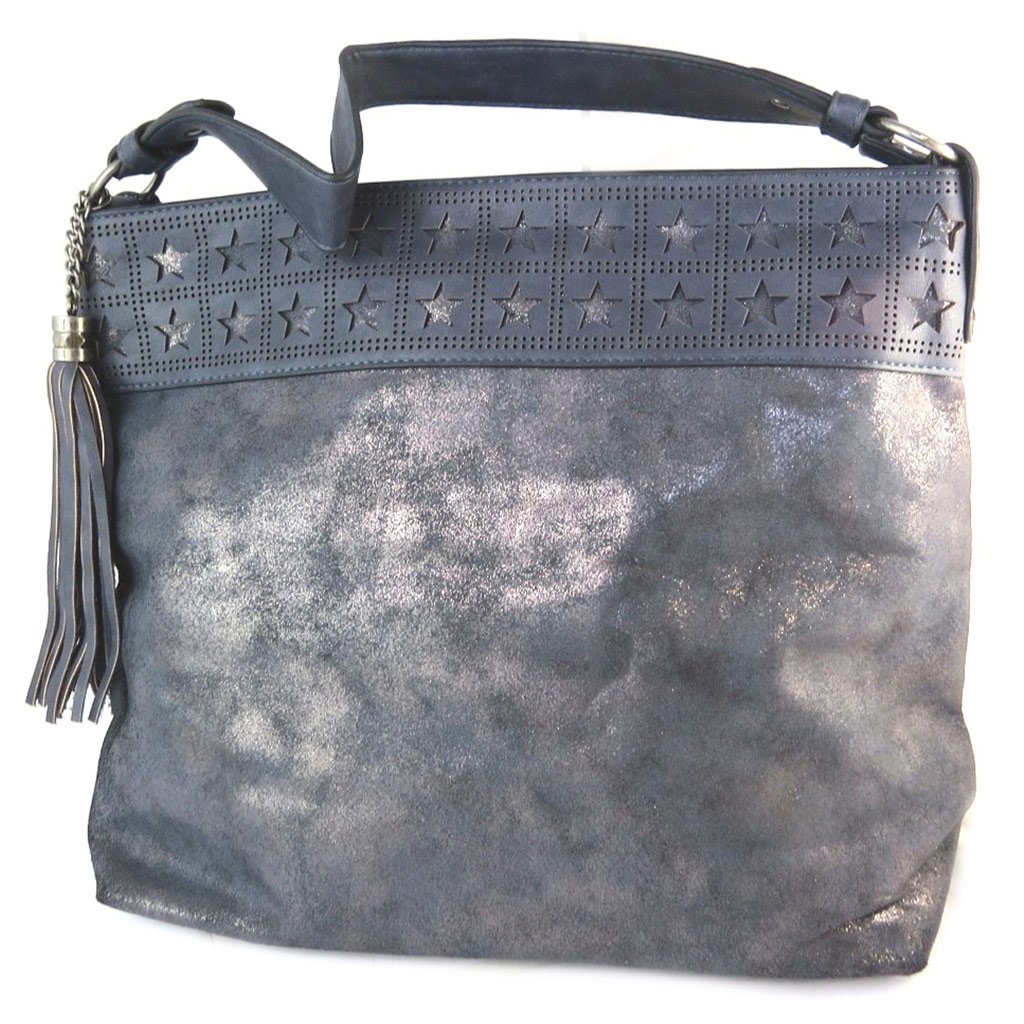 Sac créateur \'Scarlett\' marine pailletté - 43x32x13 cm - [P0429]