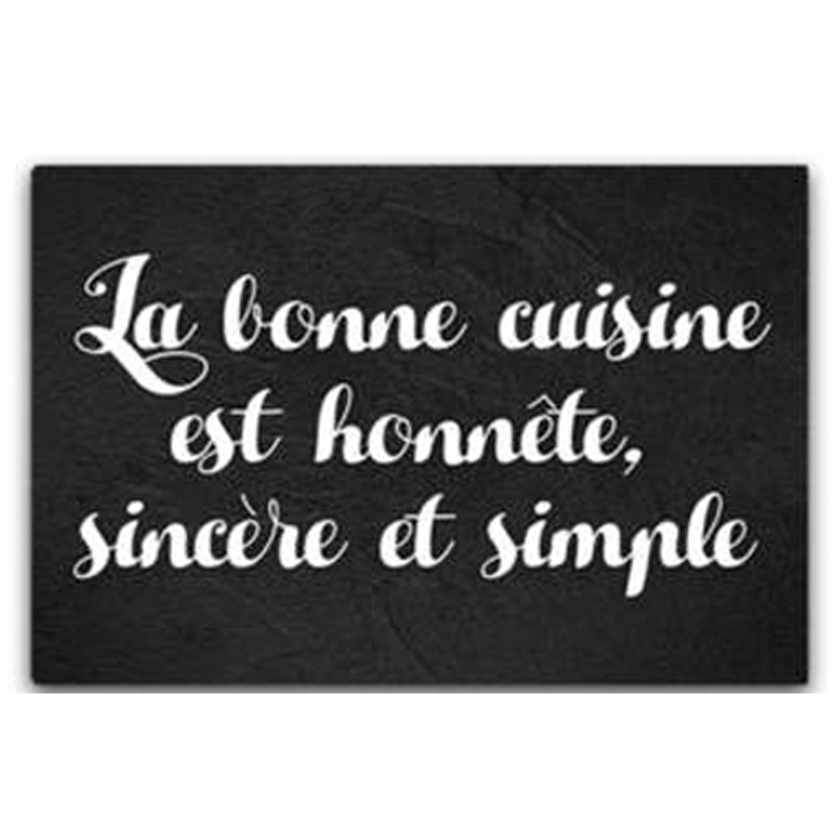 Planche à découpe / dessous de plat verre  \'Citations\' (Cuisine  honnête, sincère et simple) - 30x20 cm - [P1040]