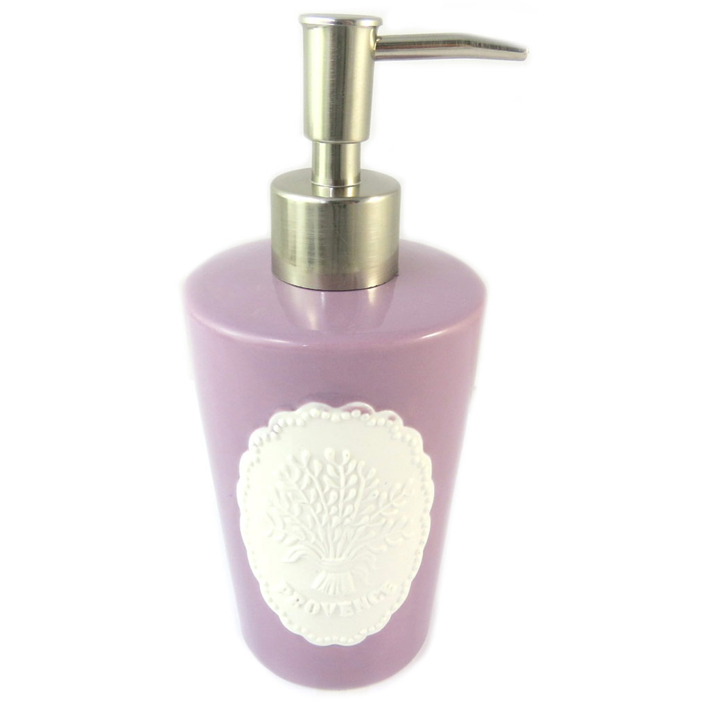 Distributeur de savon céramique \'Provence\' lavande (rétro) - [P1117]