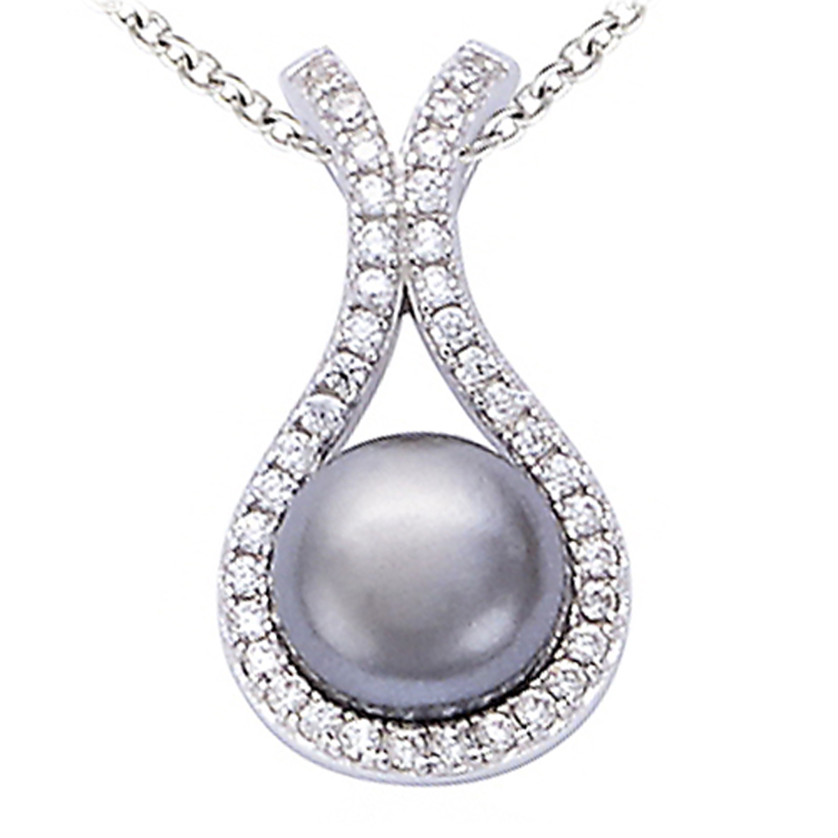 Pendentif Argent \'Sissi\' gris argenté (rhodié) - 20x10 mm - [P1172]