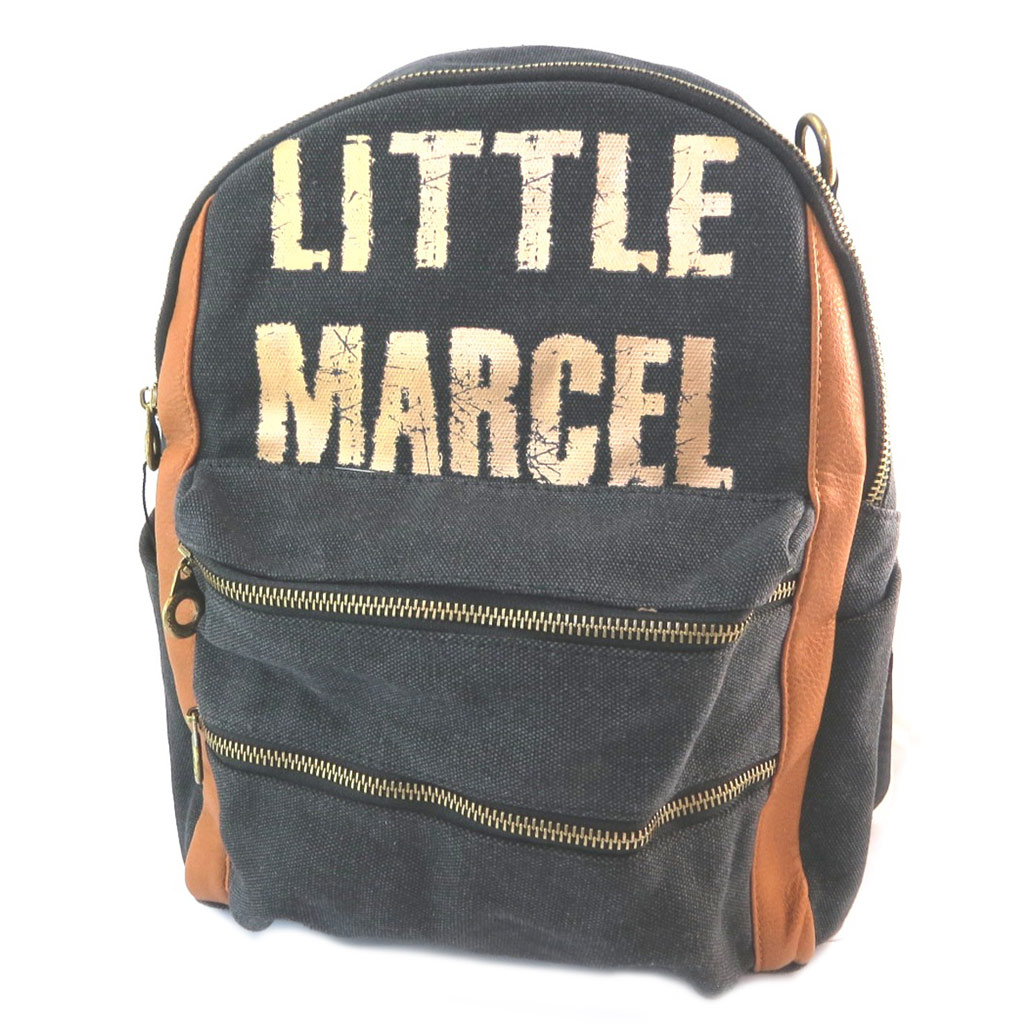 Sac à dos \'Little Marcel\' noir doré camel - 34x27x18 cm - [P3145]
