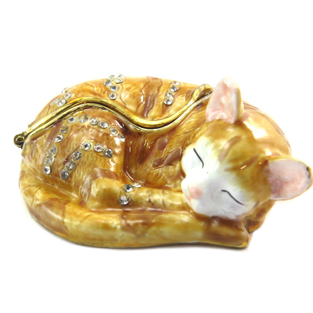 Coffret à Bijoux \'Chat Endormi\' marron - 7x55x25 cm - [P4159]