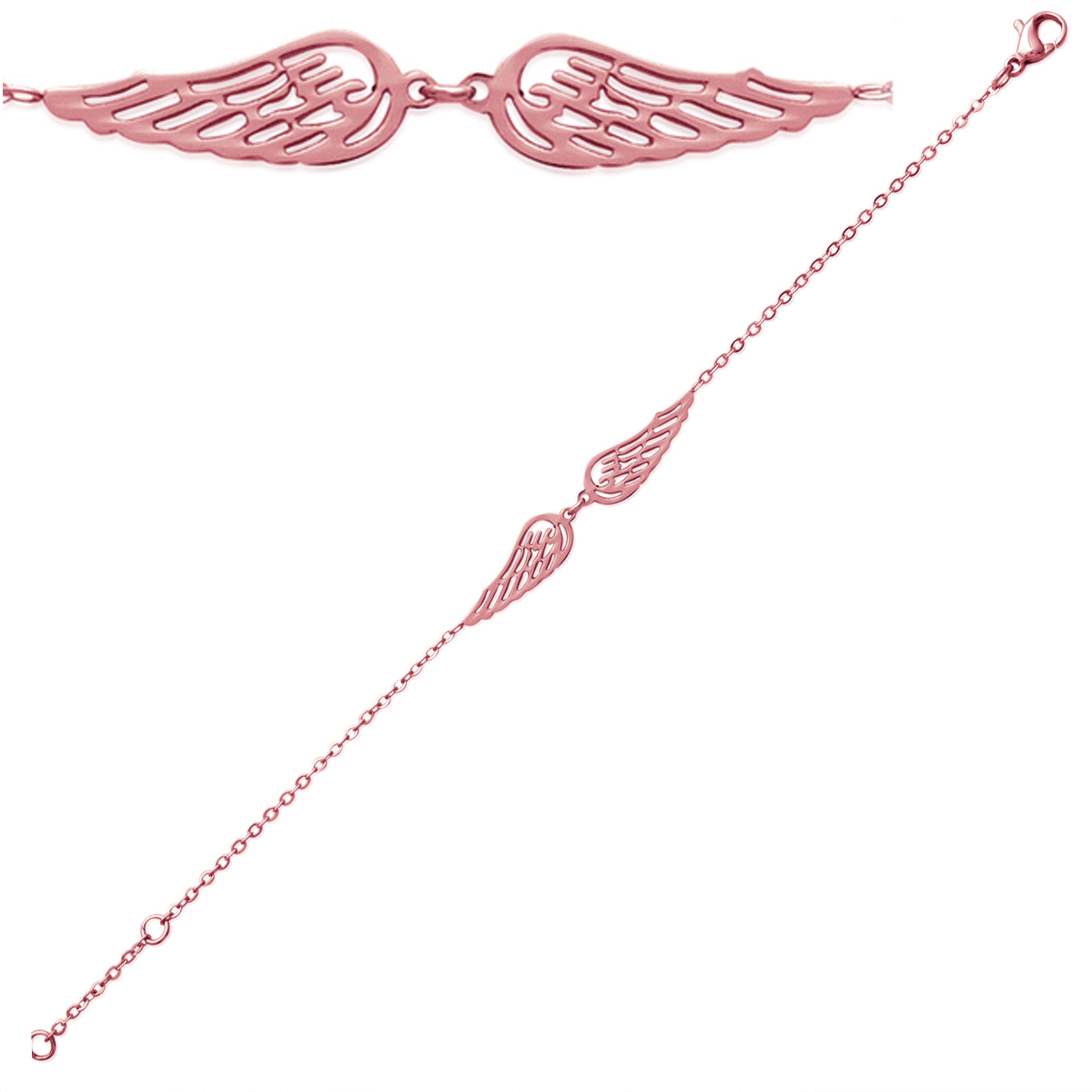 Bracelet Acier \'Les Ailes d\'Ange\' doré rosé (gold pink) - [P4346]