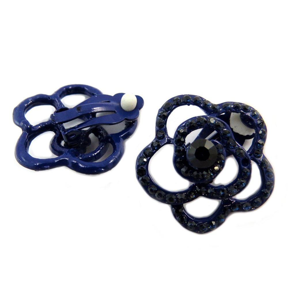 Clips Créateur \'Sissi\' bleu noir (fleur) - 30 mm - [P4603]