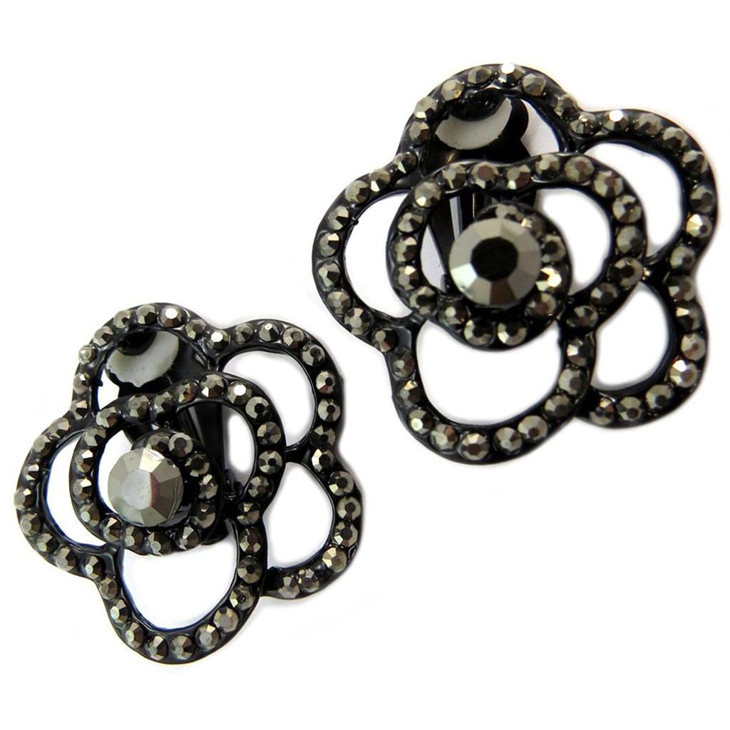 Clips Créateur \'Sissi\' gris noir (fleur) - 30 mm - [P4605]