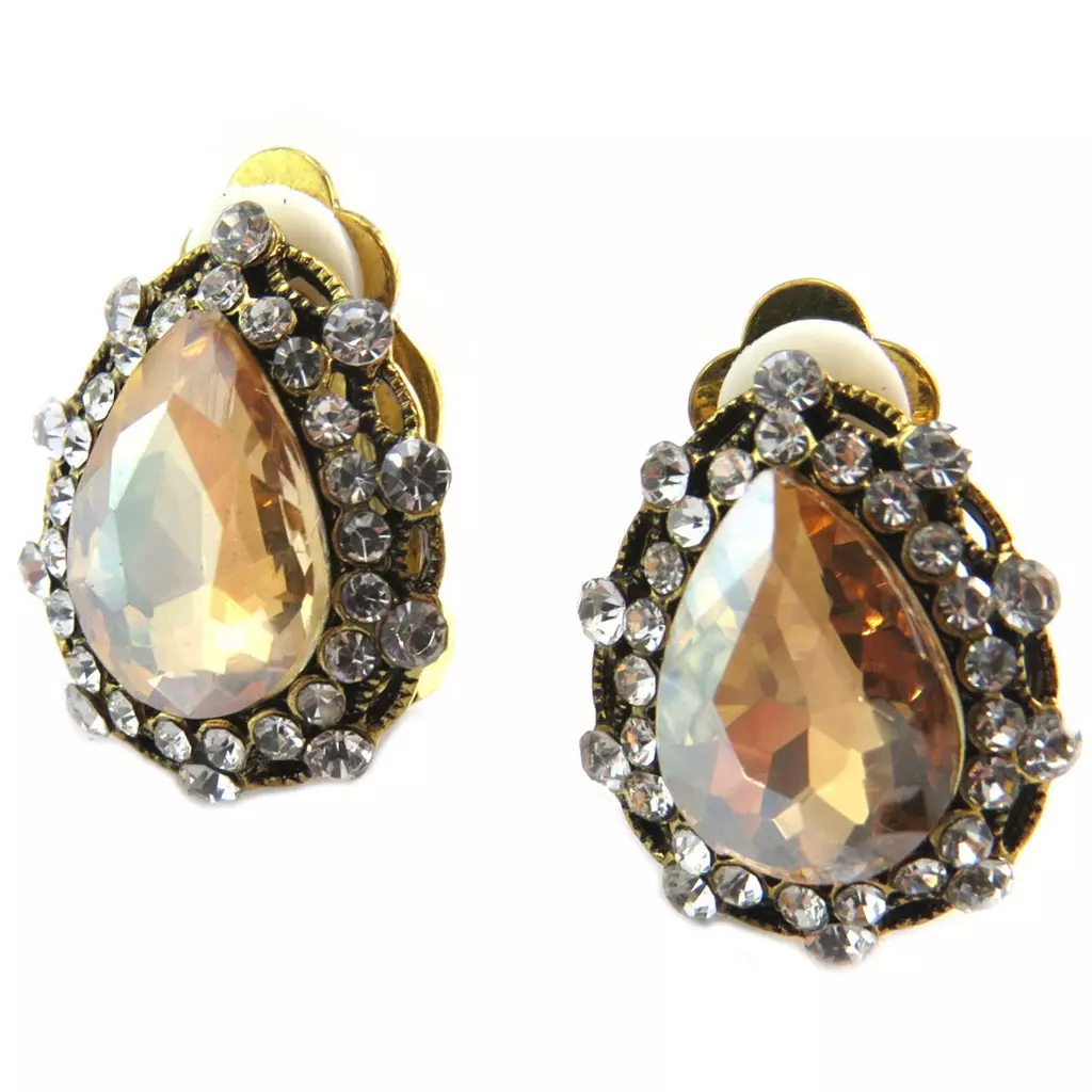 les trésors de lily Clips Créateur 'Sissi' ambre blanc doré 21x16 mm [P4731]