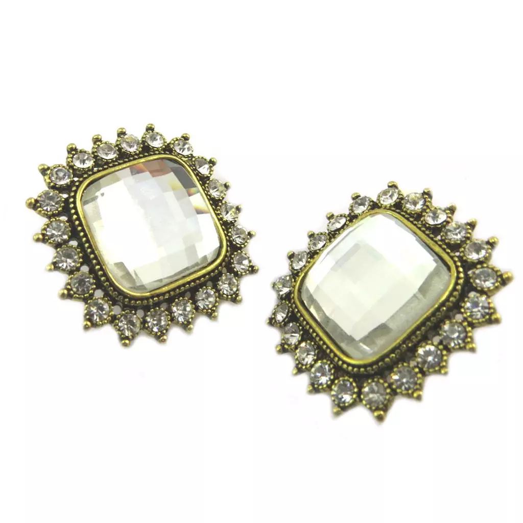 les trésors de lily Clips Créateur 'Sissi' blanc doré 25x25 mm [P4815]