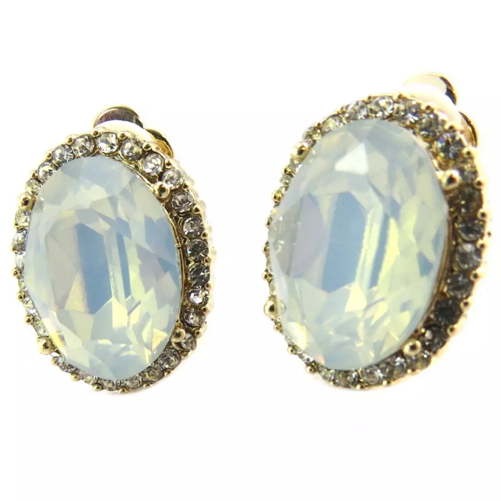 les trésors de lily Clips Créateur 'Sissi' blanc opalescent doré 20x15 mm [P4948]