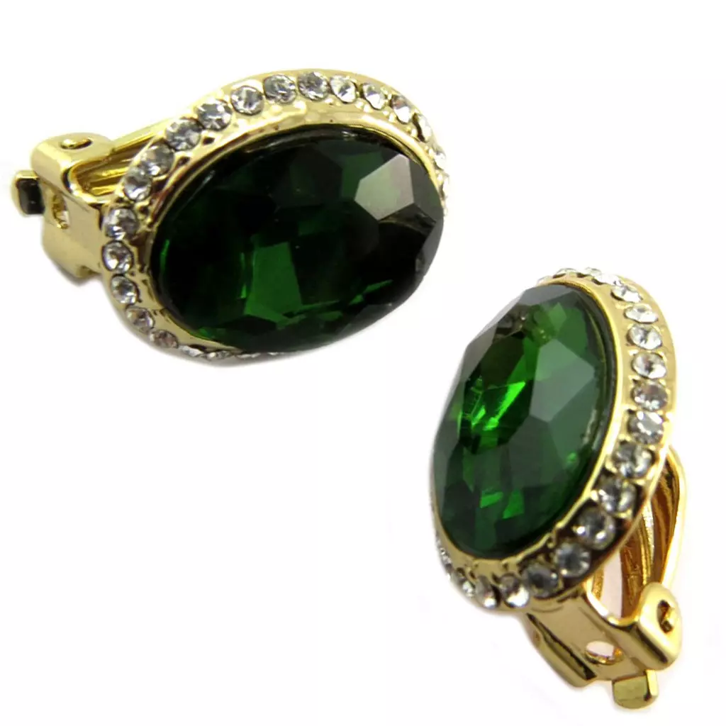 les trésors de lily Clips Créateur 'Sissi' vert doré 18x14 mm [P4956]