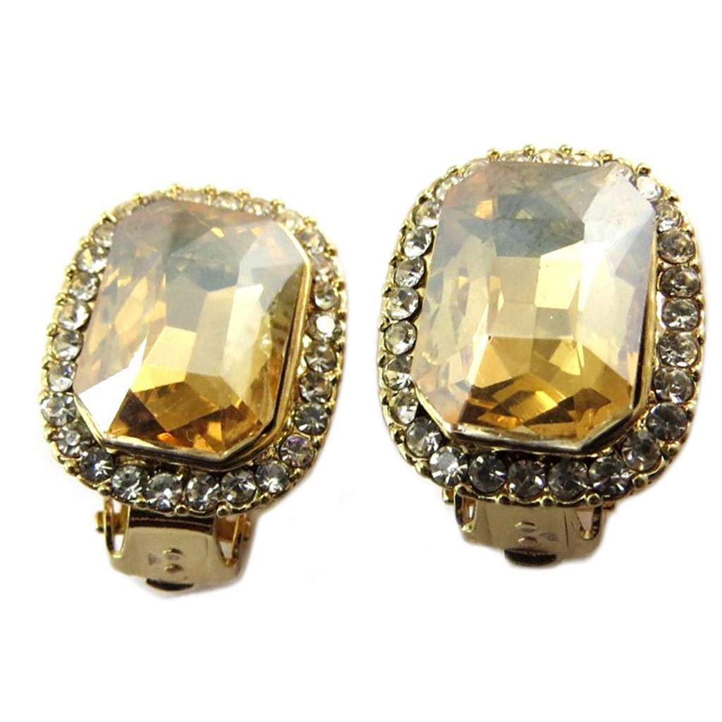 Clips Créateur \'Sissi\' ambre doré - 18x15 mm - [P4980]