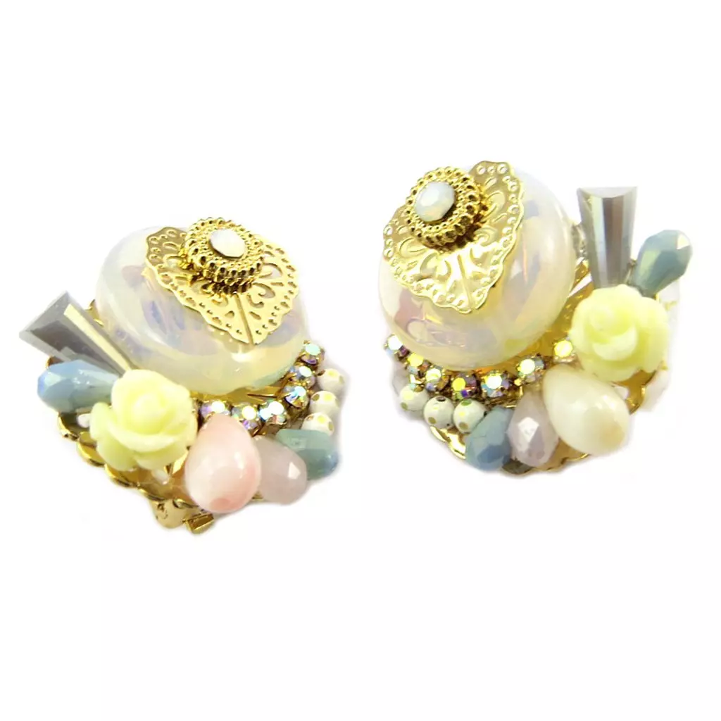 les trésors de lily Clips Créateur 'Altaï' beige doré 25x20 mm [P7350]