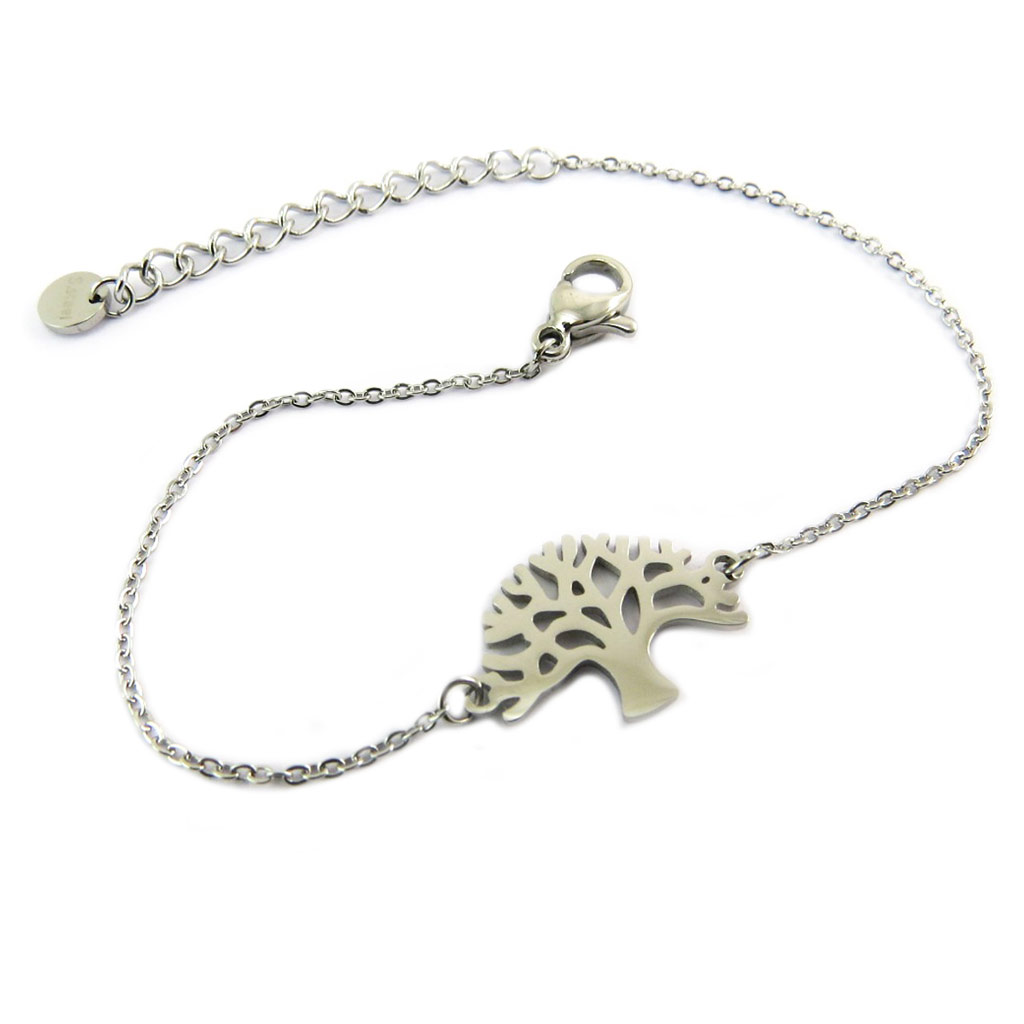Bracelet créateur Acier \'Arbre de Vie\' argenté - 15x12 mm - [P7930]