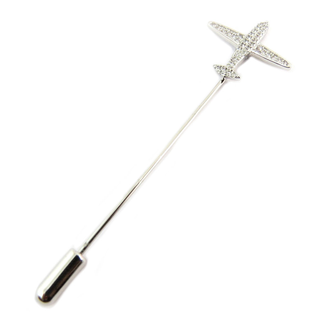 Broche Créateur \'Avion\' blanc argenté - 70 mm,  20x19 mm - [P8117]