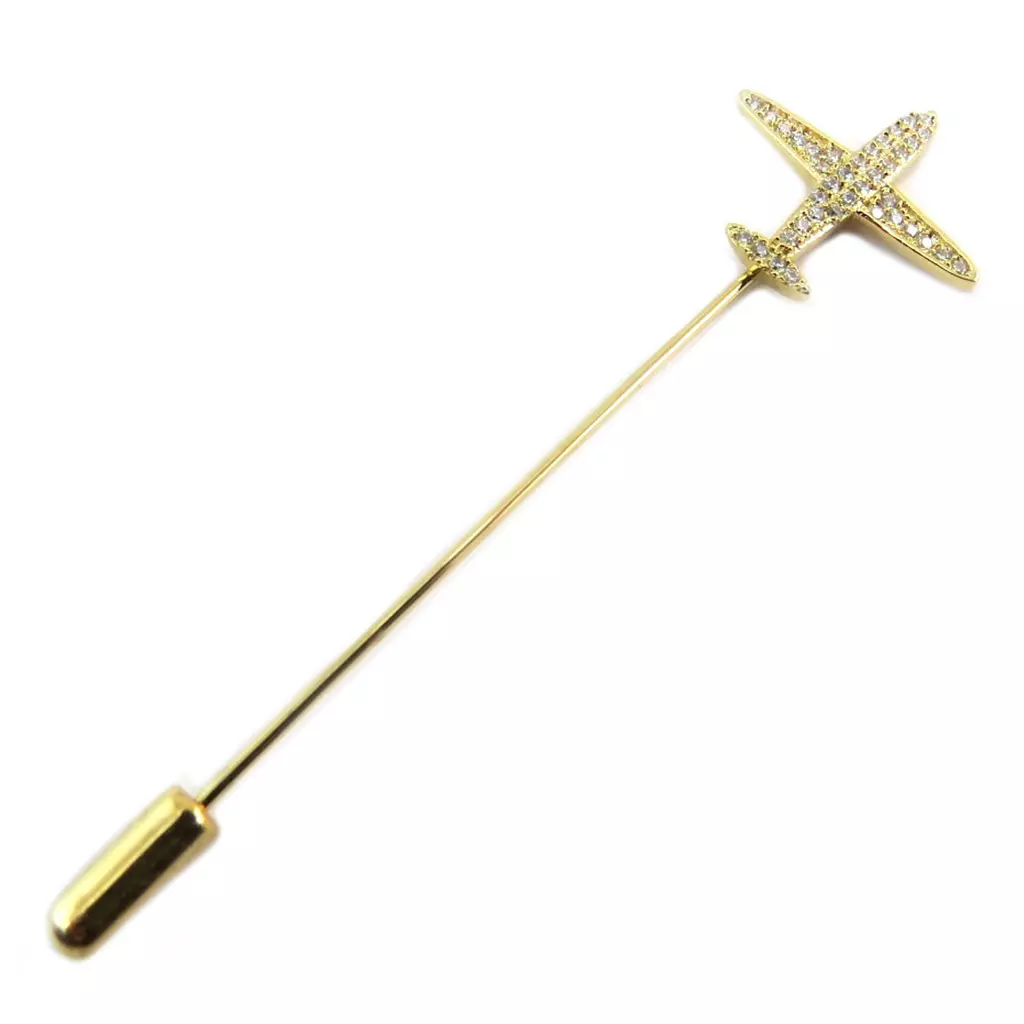 les trésors de lily Broche Créateur 'Avion' blanc doré 70 mm 20x19 mm [P8118]