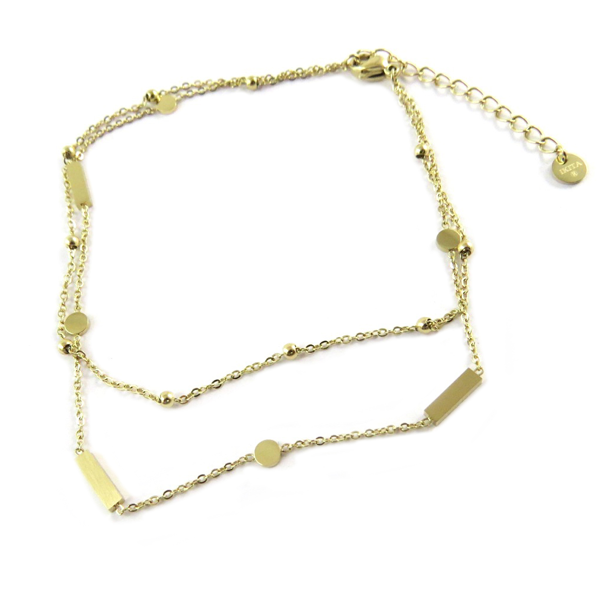 Chaine cheville Acier \'Chorégraphie\' doré - 255 cm, 2 rangs - [Q0909]