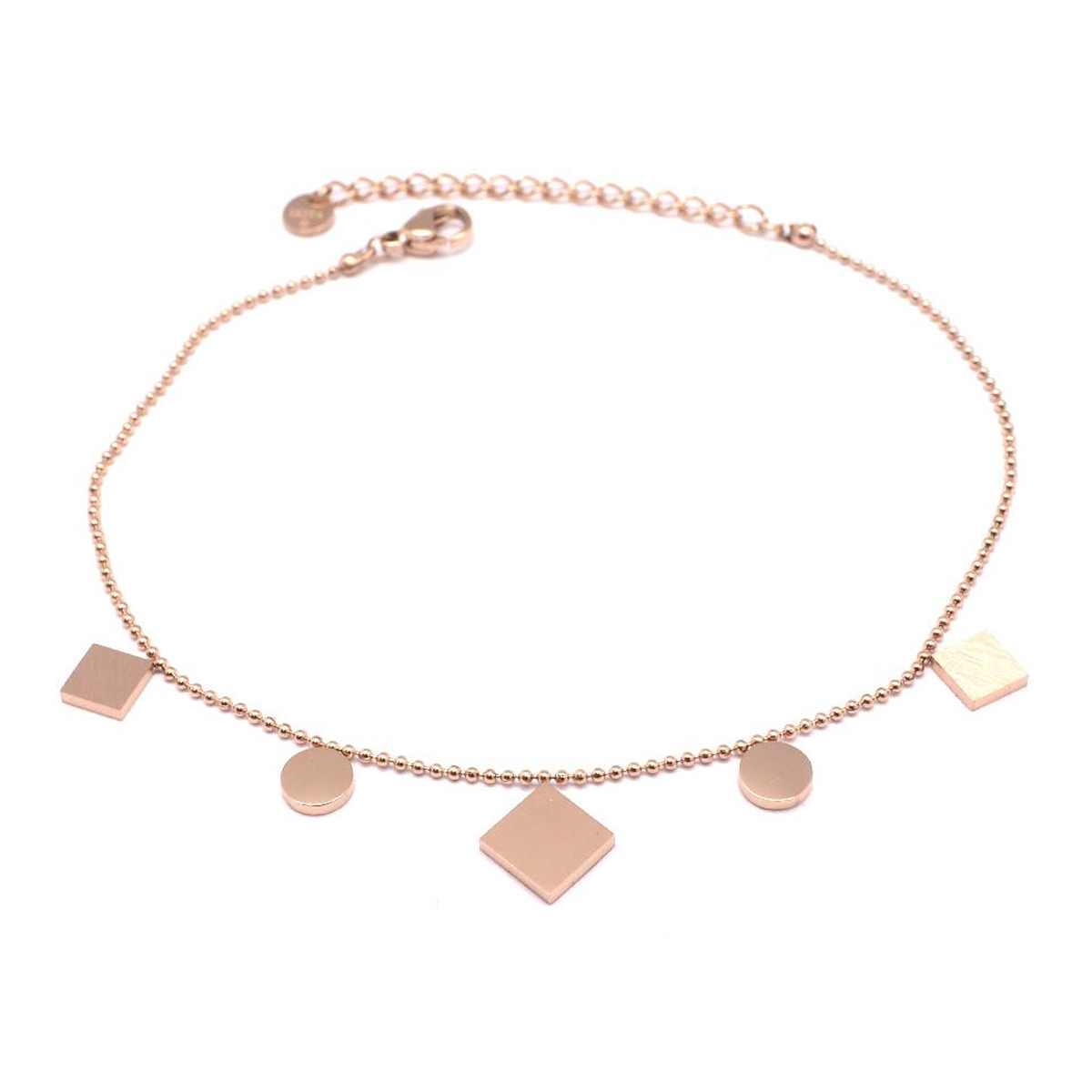 Chaine cheville Acier \'Chorégraphie\' doré rosé (gold pink)  - lozange 10x10 mm - [Q0911]