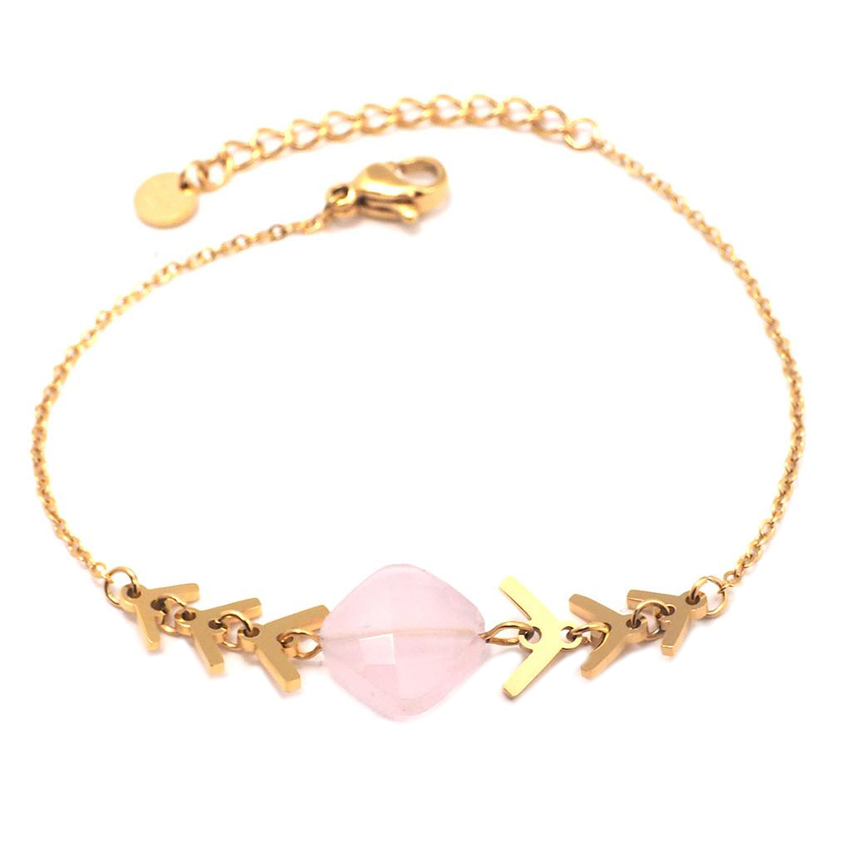 Bracelet créateur Acier \'Boho\' rose pâle doré - 40x12 mm - [Q1229]