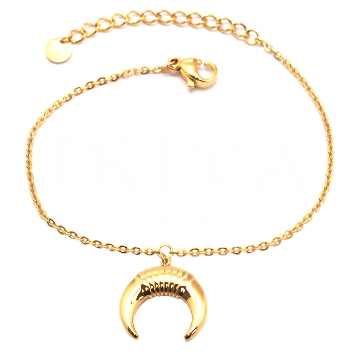 Bracelet créateur Acier \'Luna\' doré - 15x14 mm - [Q1244]