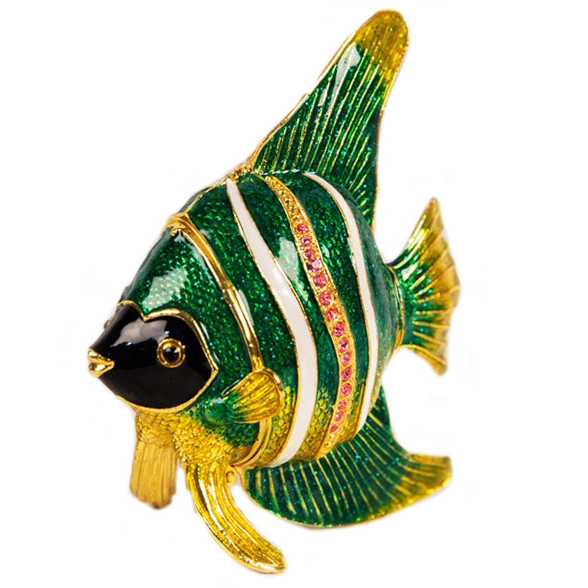 Coffret à Bijoux \'Poisson Angel Fish\' vert - 8x7 cm - [Q2040]