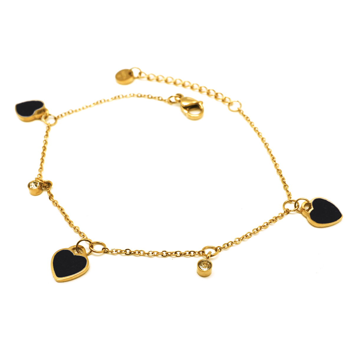 Bracelet créateur Acier \'Love\' noir doré - coeur 7 mm - [Q2431]