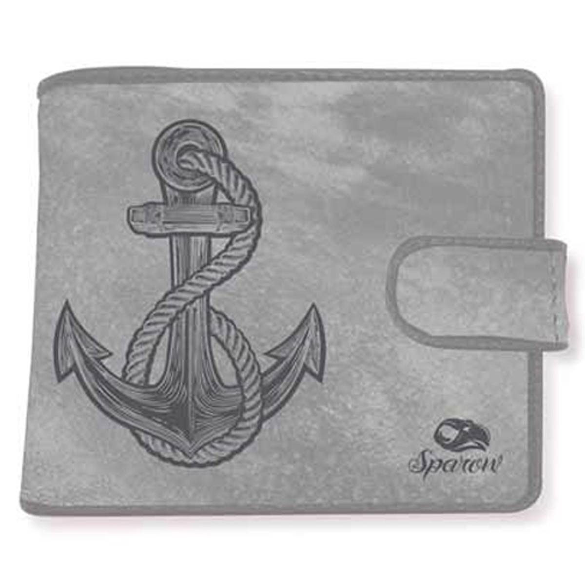 Portefeuille italien \'Sparow\' gris (ancre marine) - 11x10x2 cm - [Q3194]