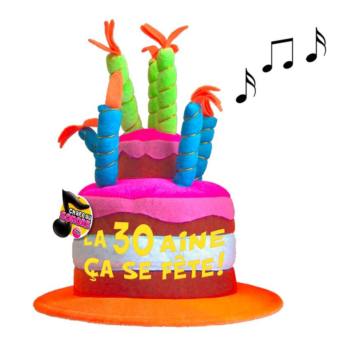 Chapeau d\'anniversaire musical \'30 ans\' multicolore - [Q5467]
