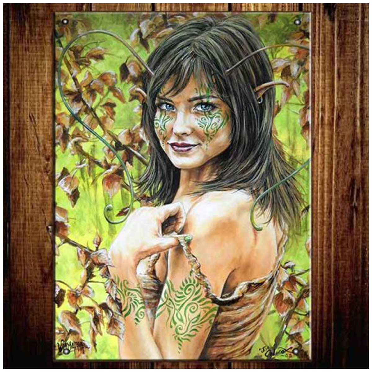 Plaque métal rétro \'Fairy Dreams\' vert marron - 20x15 cm - [Q6502]