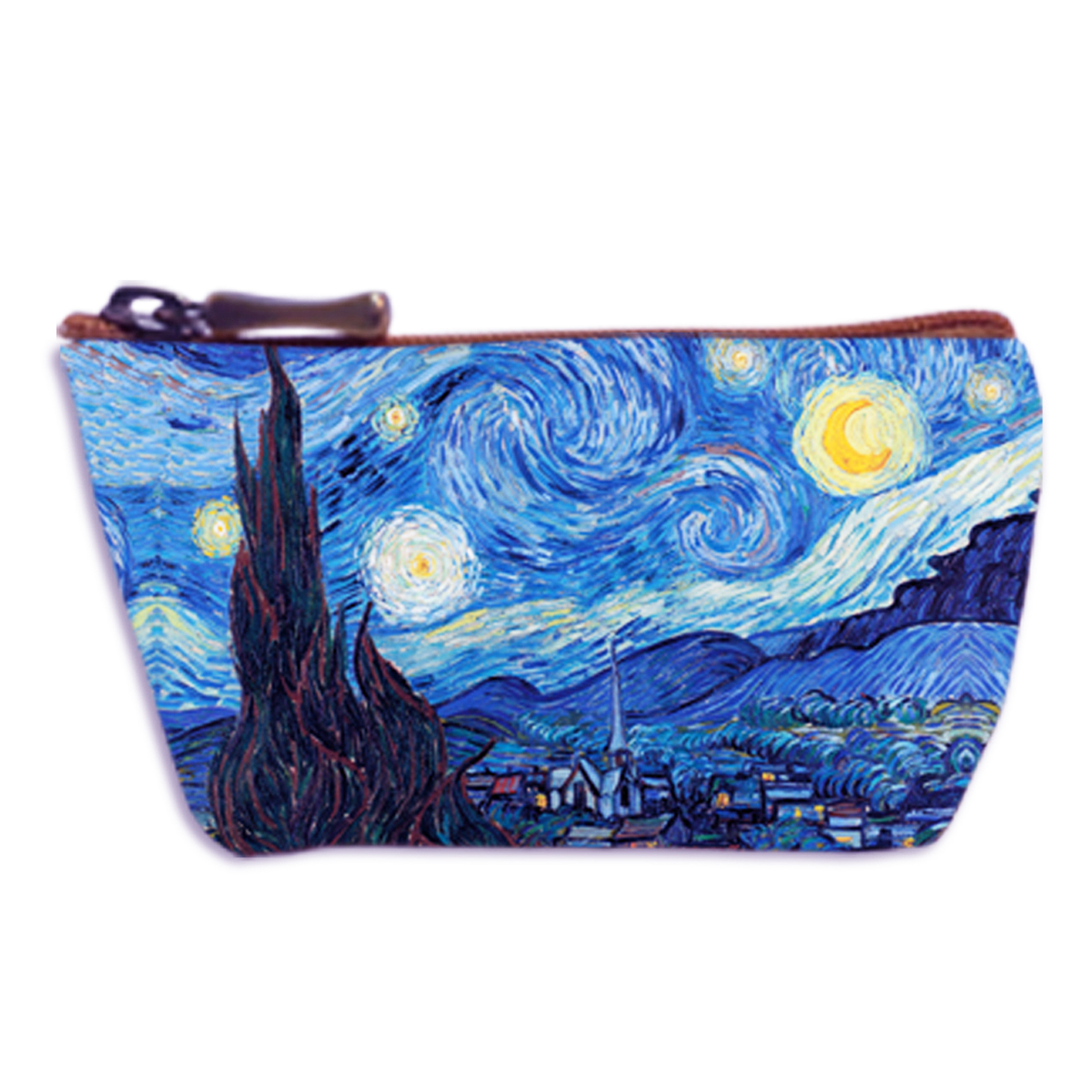 Porte-monnaie artisanal \'Vincent Van Gogh\' bleu (Nuit Etoilée)  - 13x8 cm - [Q6645]