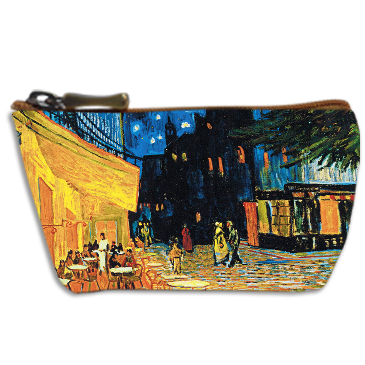Porte-monnaie artisanal \'Vincent Van Gogh\' (Terrasse du café le soir)  - 13x8 cm - [Q6646]