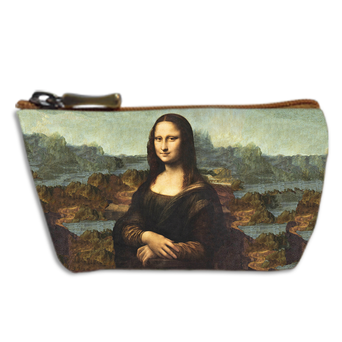 Porte-monnaie artisanal \'Léonard de Vinci\' (la Joconde)  - 13x8 cm - [Q6647]