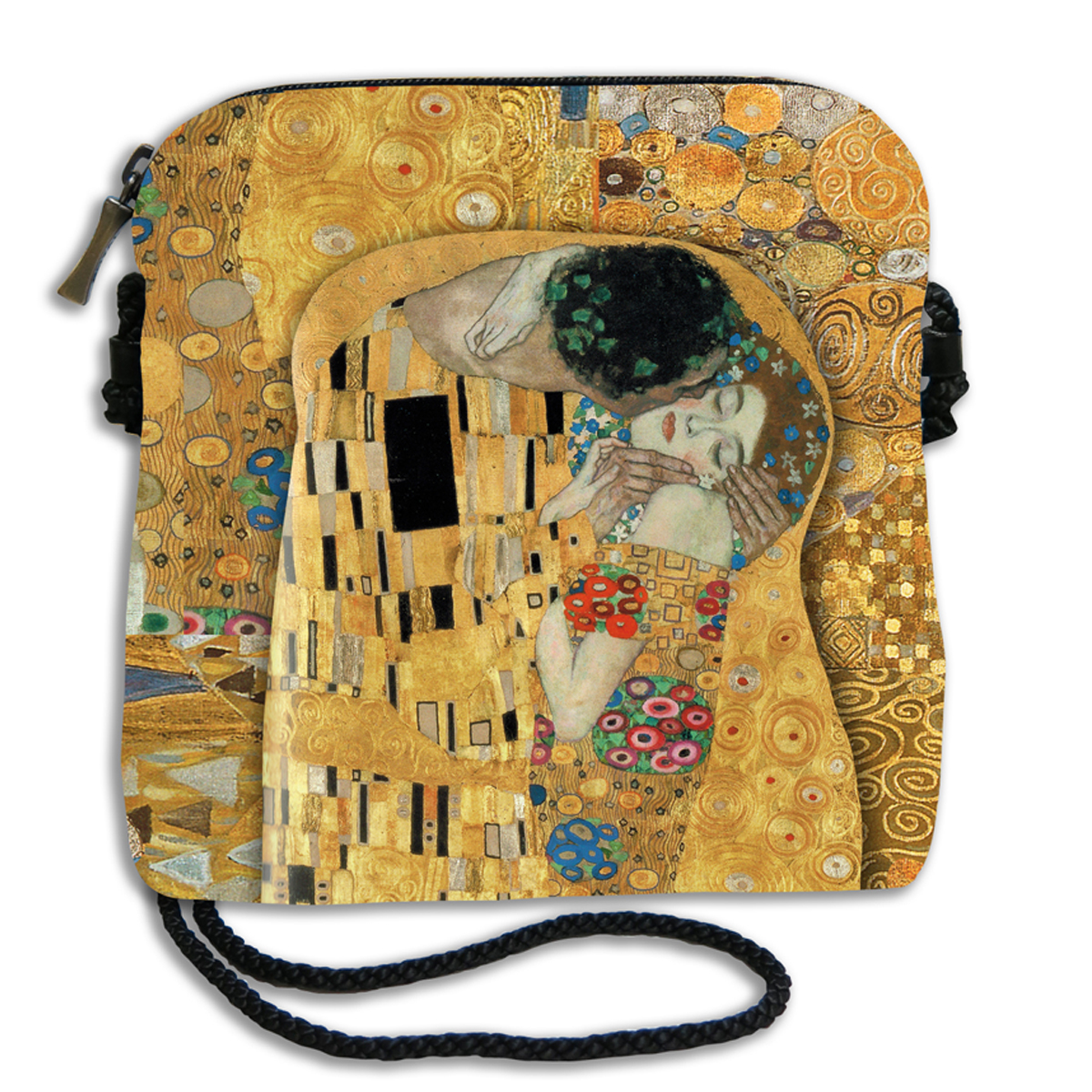 Sac bandoulière artisanal \'Gustav Klimt\' (la Baiser)  - 18x17 cm - [Q6658]