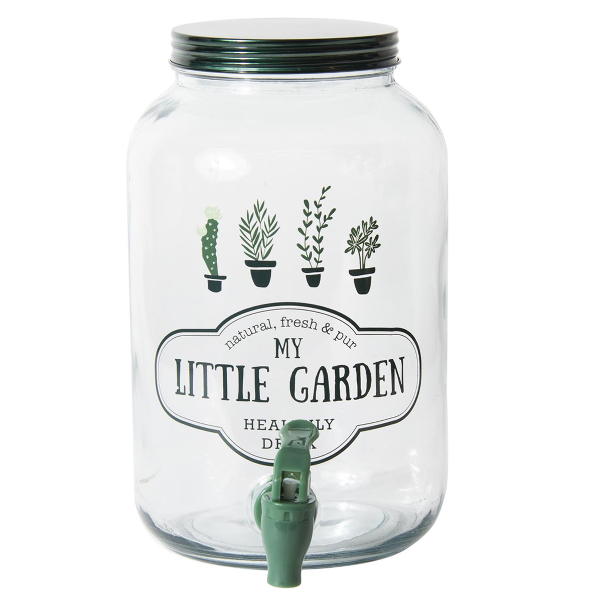 Fontaine mason jar verre \'Messages\' vert (My Little Garden) - 25x16 cm (35 L) - [Q7747]