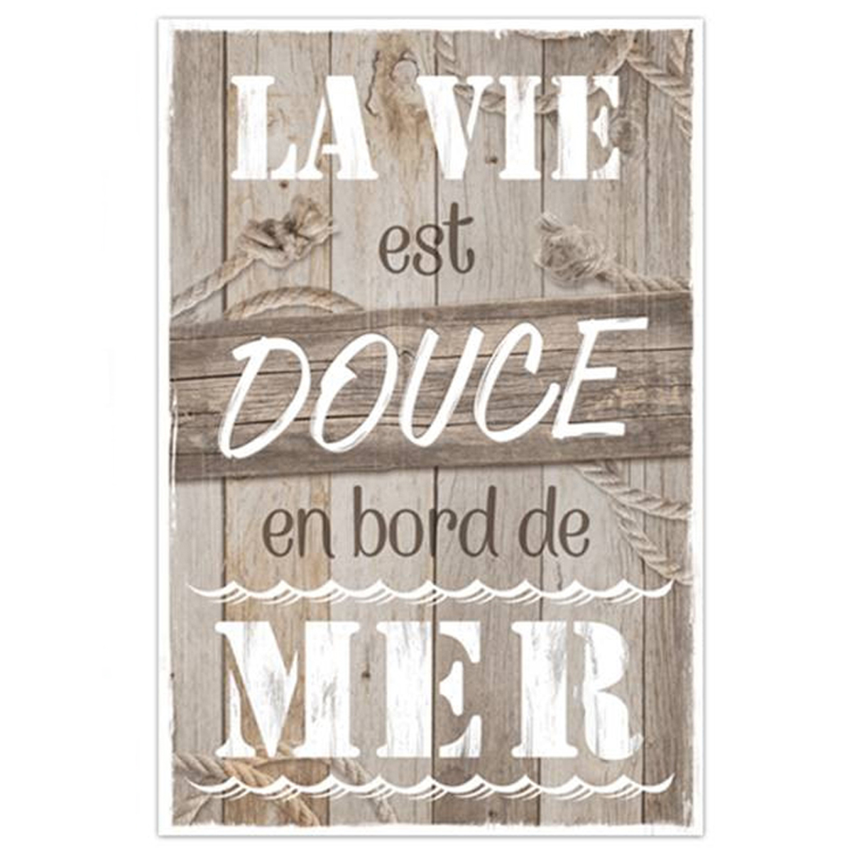 Toile \'Messages\' marron (Le vie est douce en bord de mer) - 40x60 cm - [Q8266]