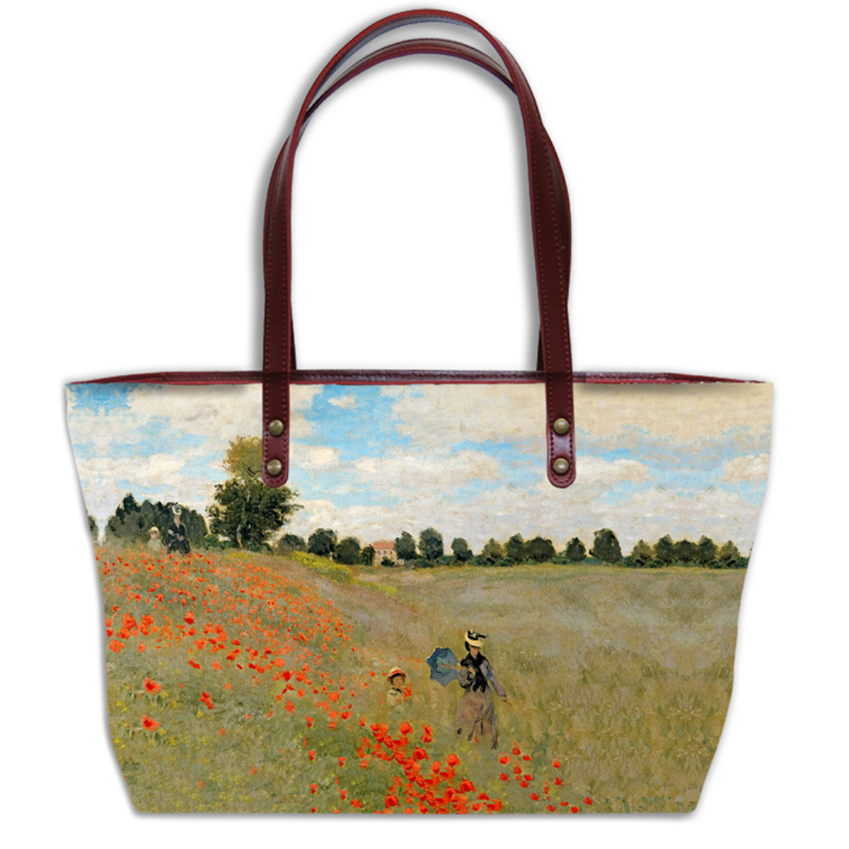 Sac créateur artisanal \'Claude Monet\' (Les Coquelicots)  - 44x27x14 cm - [Q9238]