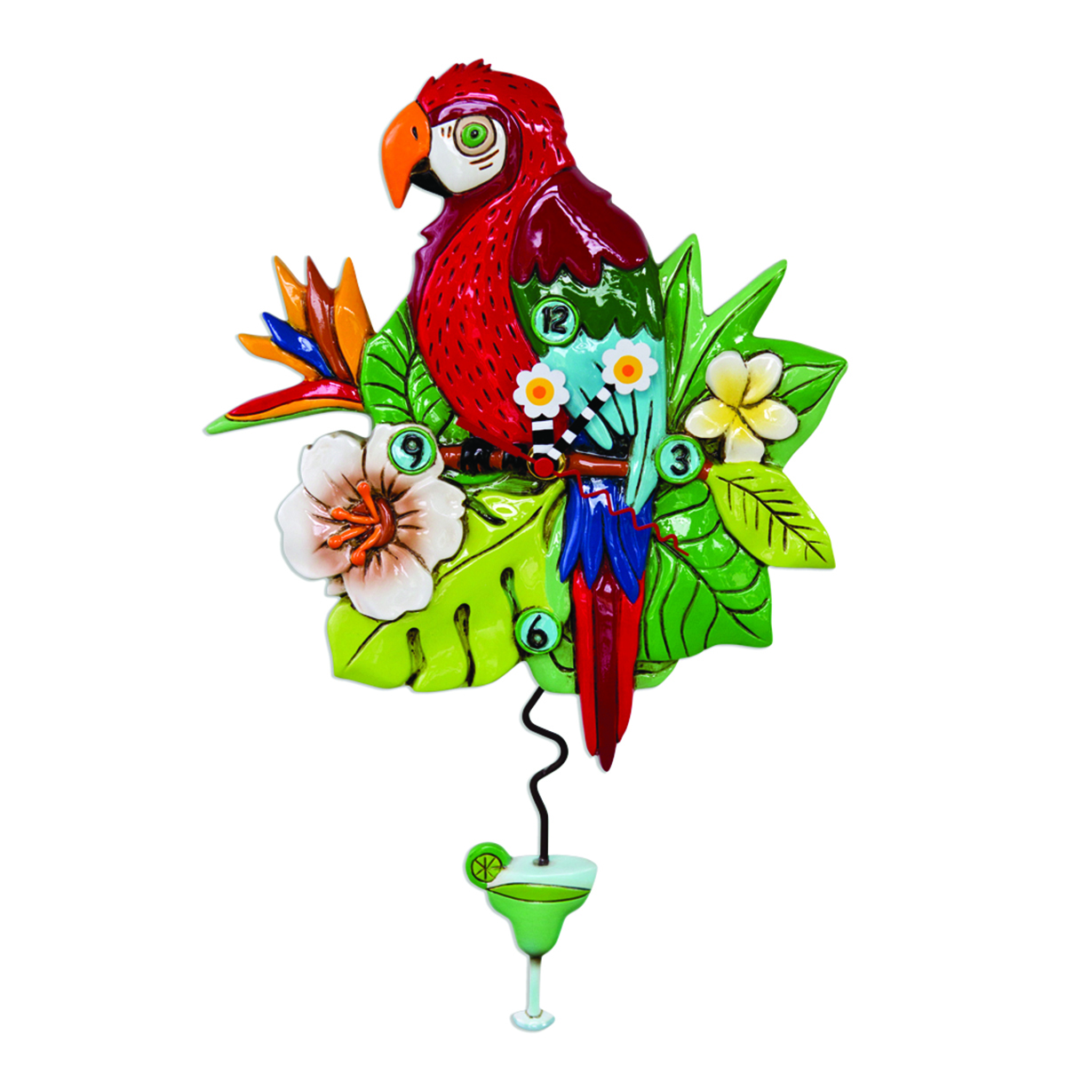 Horloge Murale \'Allen Designs\' multicolore (perroquet tropical) - 35x22 cm - [Q9500]