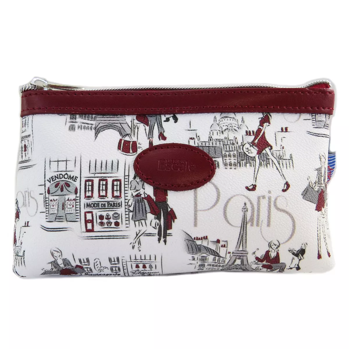 les trésors de lily Pochette trousse artisanale 'Parisienne' blanc rouge 17x12 cm [Q9807]