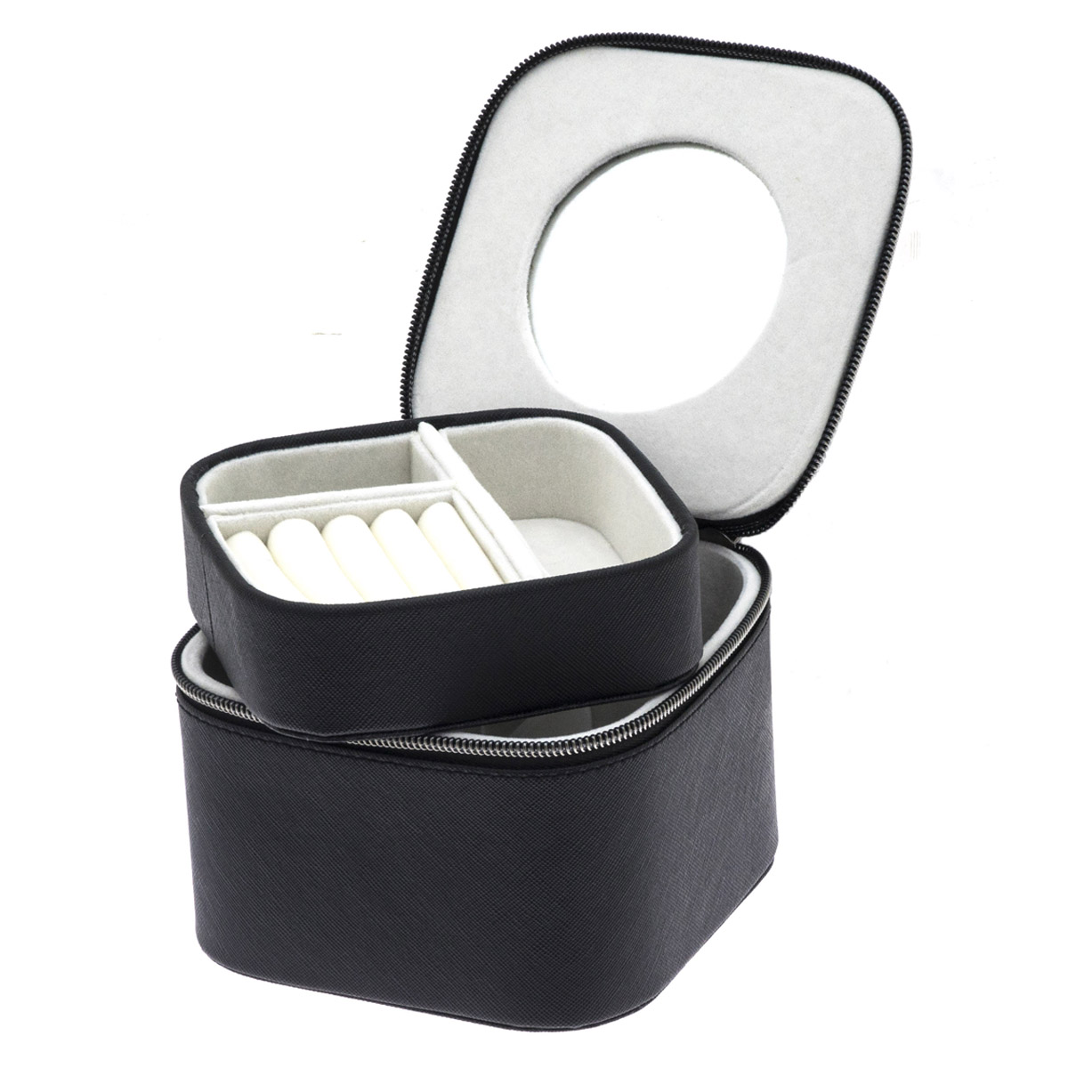 Coffret à bijoux zippé \'Zip\'n go\' noir - 14x14x95 cm - [Q9921]